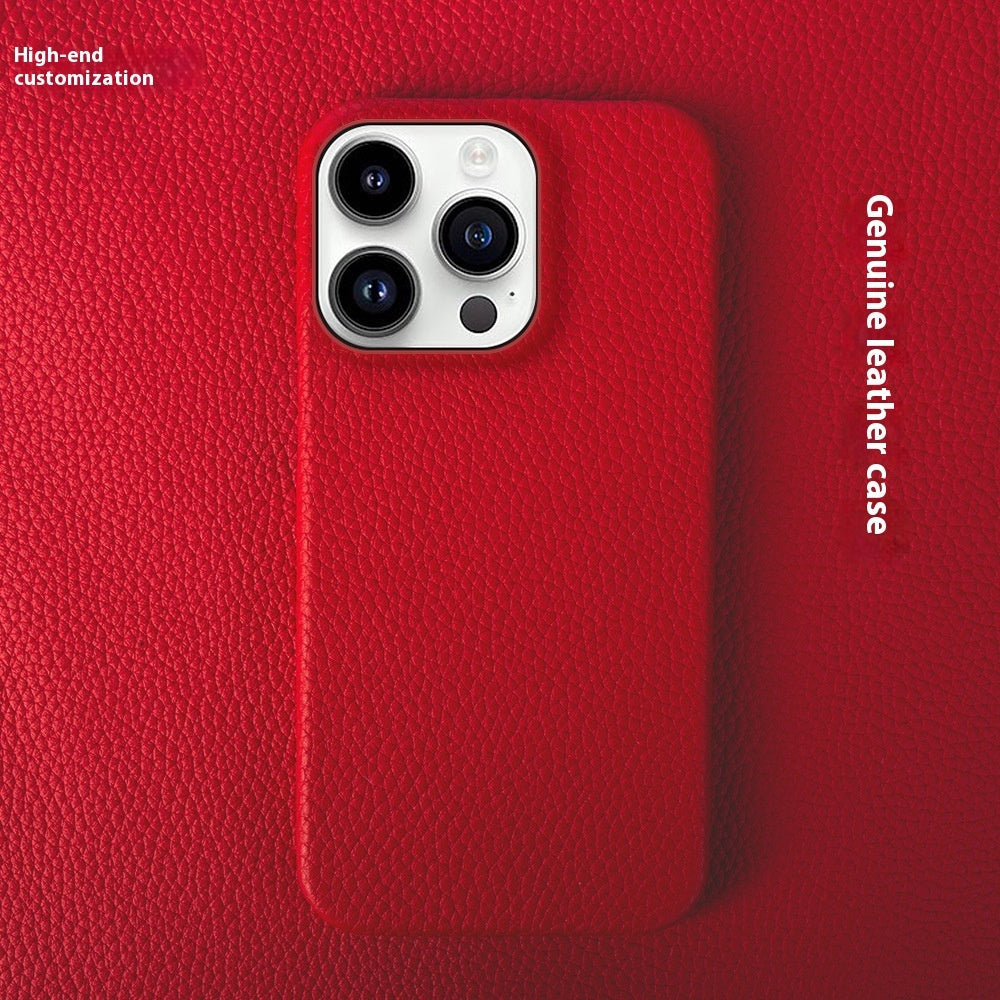 Simple Solid Color Leather Half Pack Phone Case 