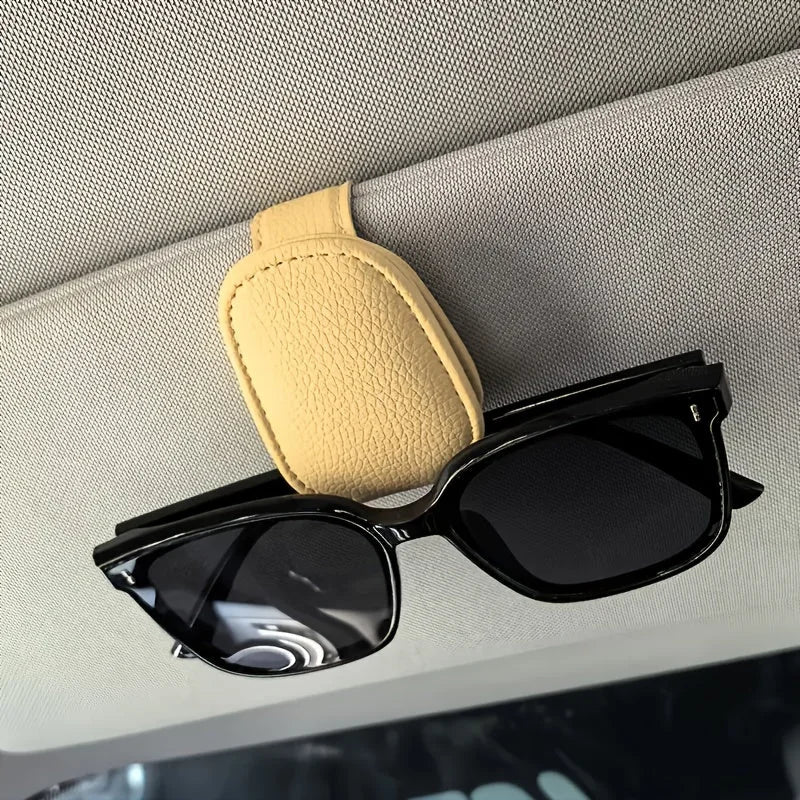 universal car sun visor clip | pu leather eyewear holder | vehicle interior accessories | ultrasonic cleaning