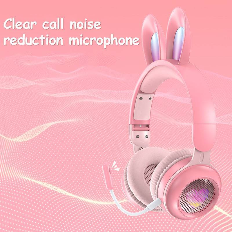 Rabbit Ear Headphones Wireless Luminous Extendable Wheat Headphones 