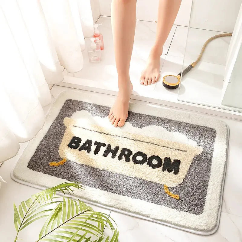 super absorbent microfiber mat | quick-dry bathroom floor mat | non-slip shower rug | energy saving