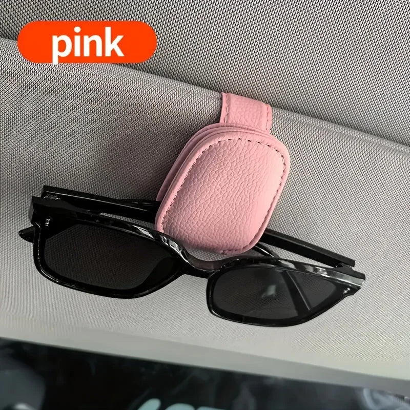 universal car sun visor clip | pu leather eyewear holder | vehicle interior accessories | energy saving