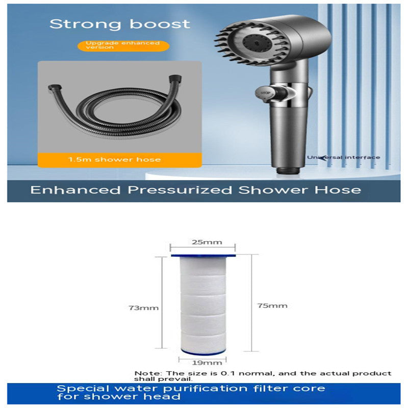 The Third Gear Adjustable Strong Supercharged Shower Head Household Bath Shower Hose Shower Head 