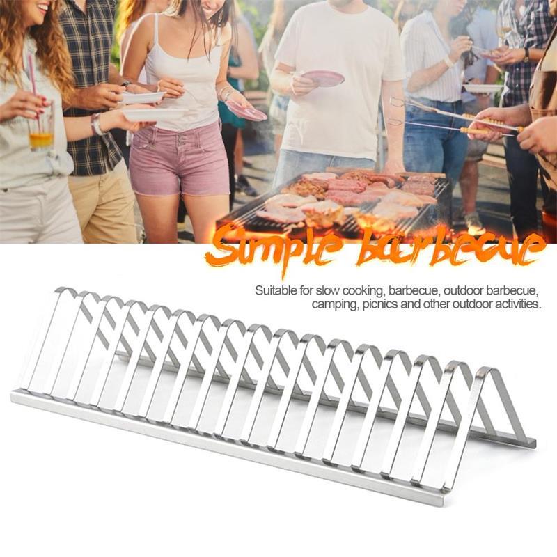 Stainless Steel Barbecue Grill Holder Smoking Rib Racks Grilling BBQ Accessories Outdoor Roasting Stand Picnic Utensil 