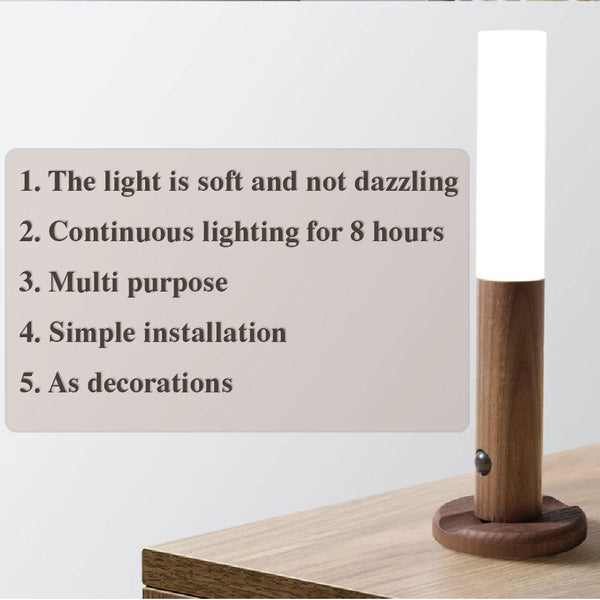 Auto LED USB Magnetic Wood Wireless Night Light Corridors Porch Lights PIR Motion Sensor Wall Light Cabinet Lamp 