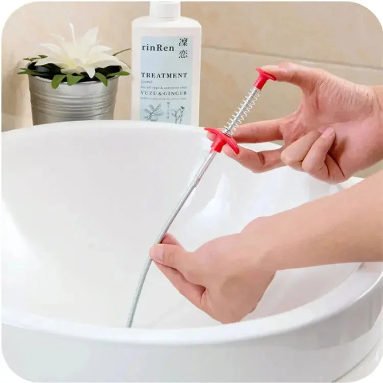 stainless-steel spring pipe | 60cm flexible drain snake | hair clog remover tool | energy saving
