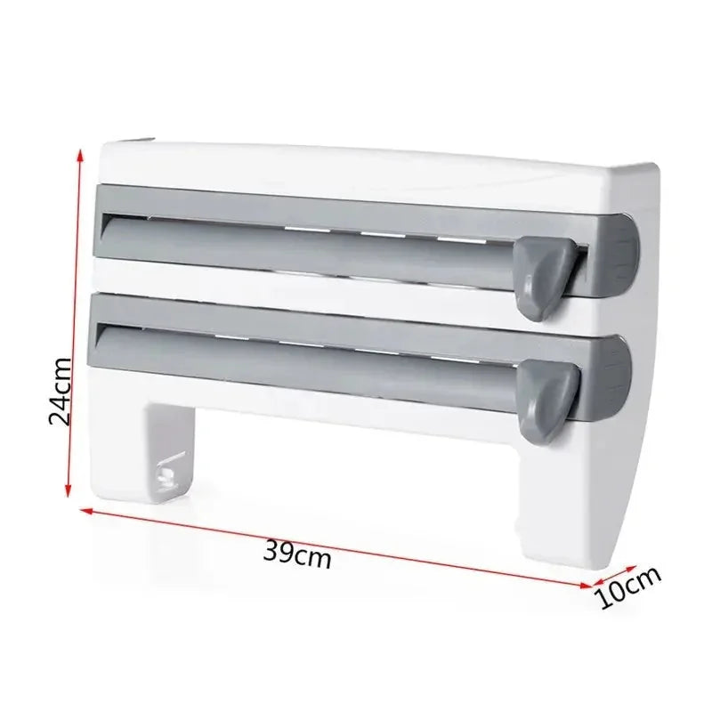 stainless-steel kitchen roll holder | 4-in-1 foil and wrap dispenser | space-saving kitchen organizer | ultrasonic cleaning