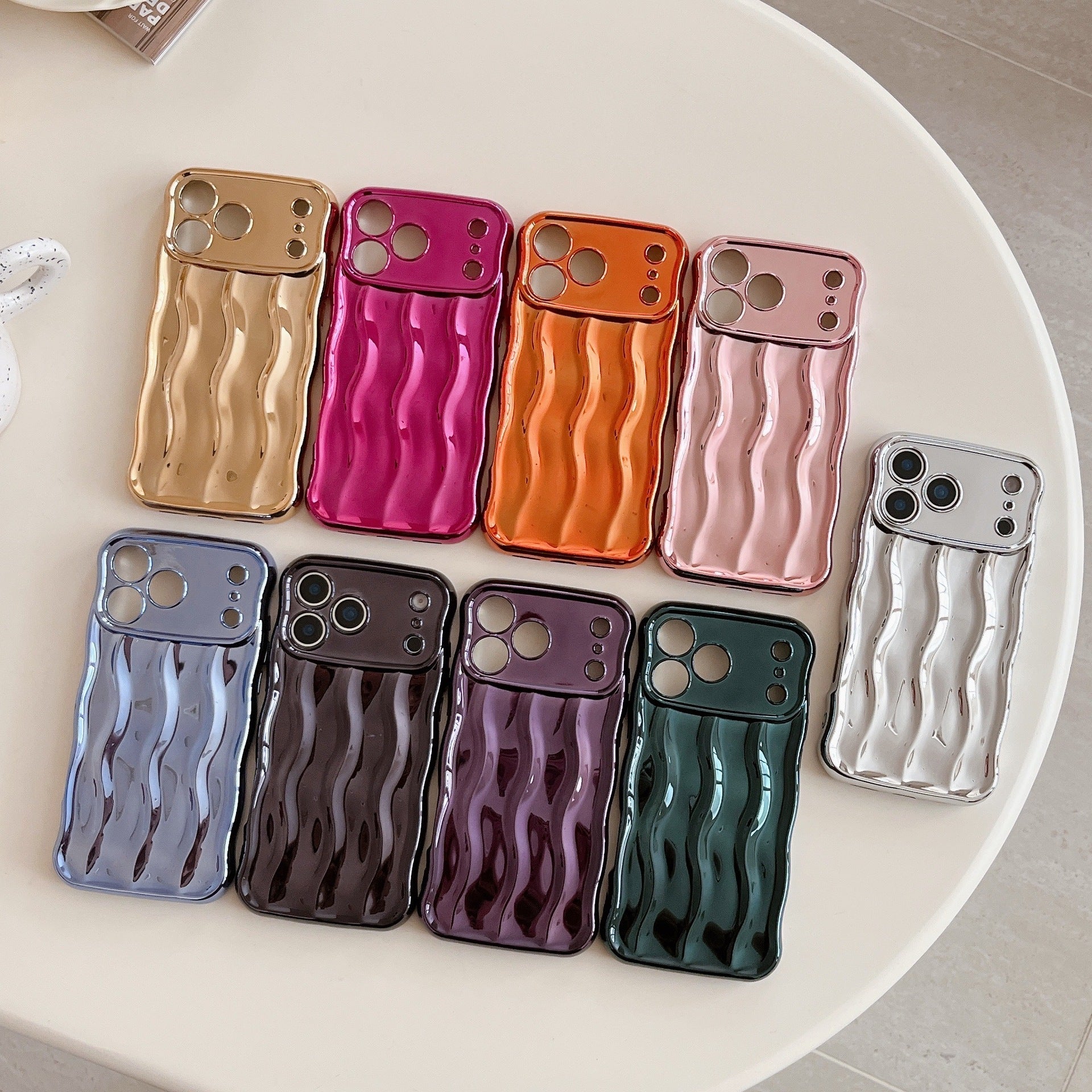 Solid Color Plating Advanced Sense Stripe Phone Case 