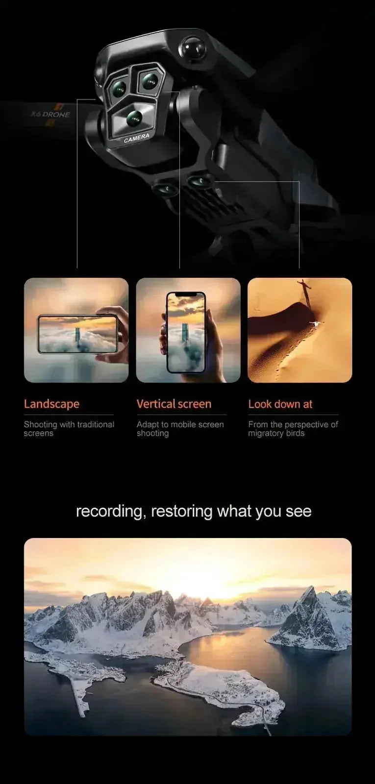 foldable drone with 5 cameras | customizable flight path drone | long flight time quadcopter | energy saving