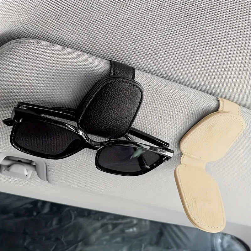 universal car sun visor clip | pu leather eyewear holder | vehicle interior accessories | ultrasonic cleaning