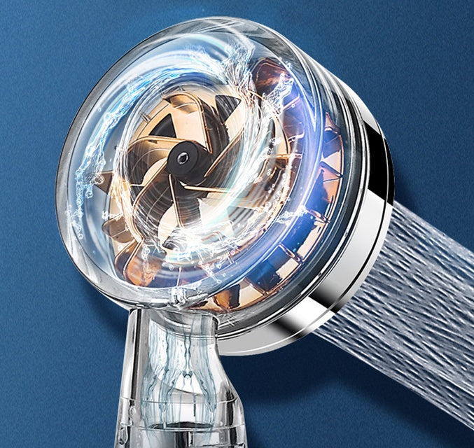 Pressurized Nozzle Turbo Shower Head One-Key Stop Water Saving High Pressure Shower Head Magic Water Line Bathroom Accessor 