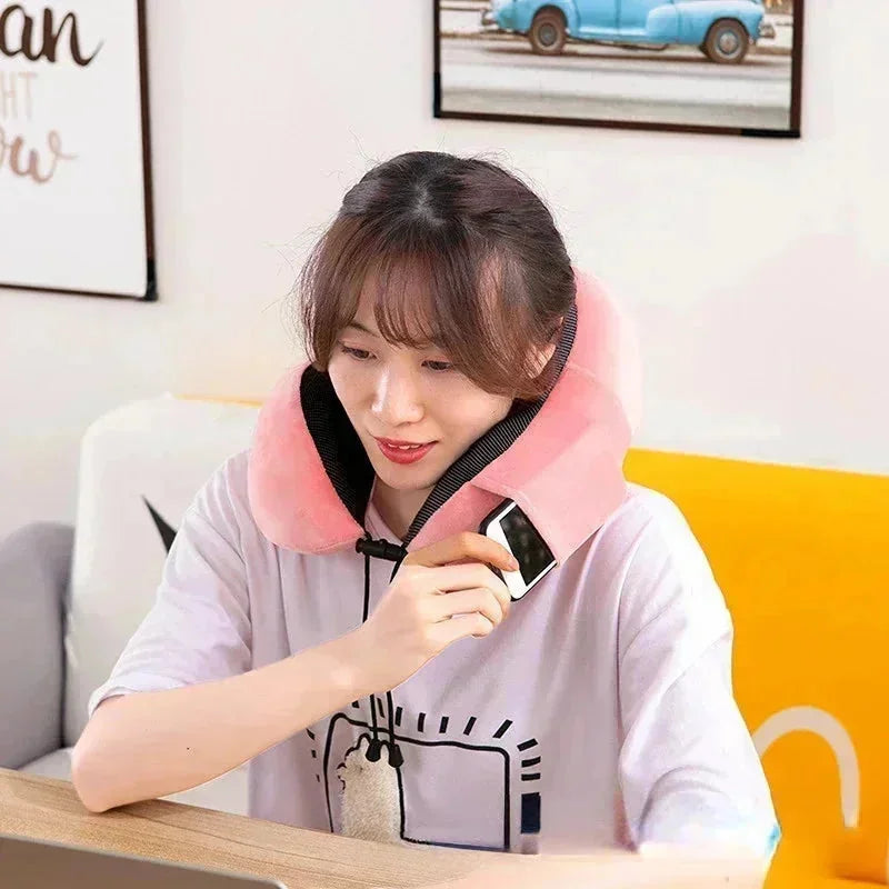 ergonomic u shaped pillow | memory foam travel pillow | airplane neck pillow with massage | energy saving