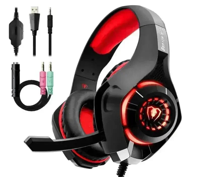 noise-cancelling gaming headset | 71 surround sound headphones | durable metal frame construction | energy saving