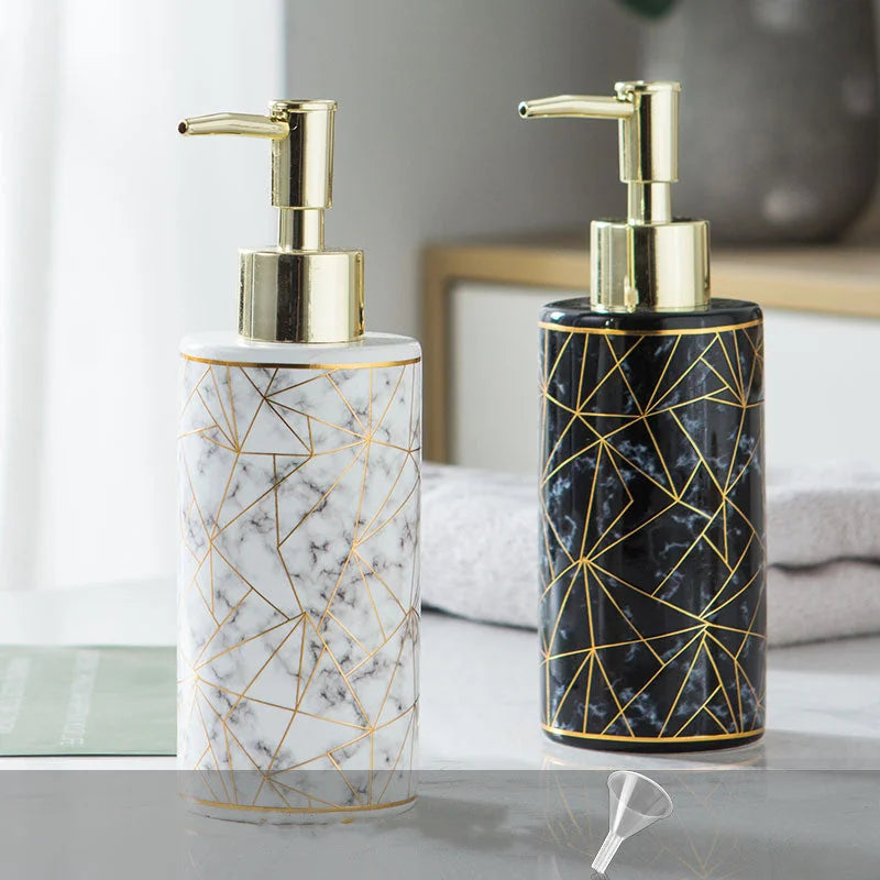 marble ceramic soap dispenser | 500ml bathroom bottle | modern bathroom accessories | energy saving