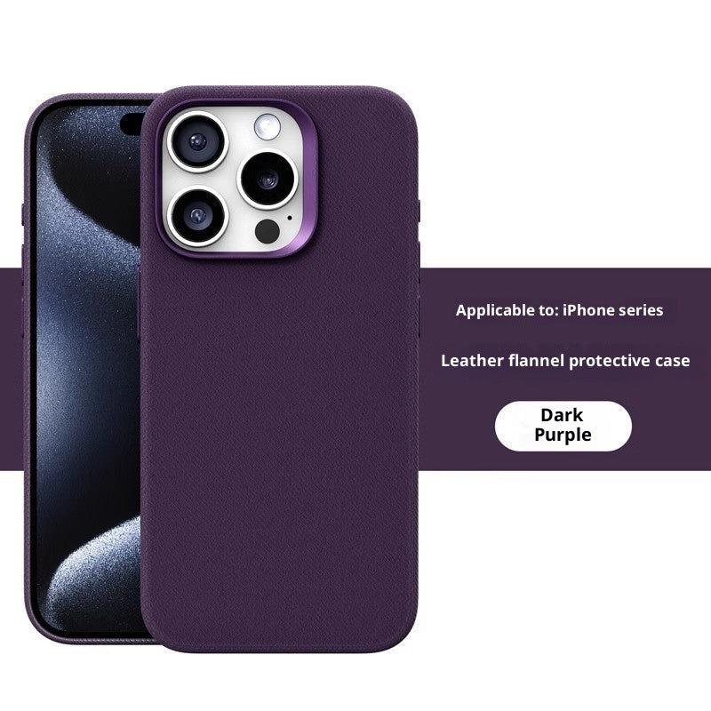 Leather Flannel Fabric Magnetic Phone Case 