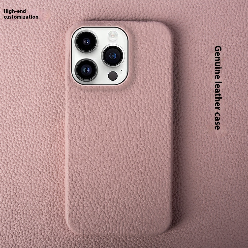 Simple Solid Color Leather Half Pack Phone Case 