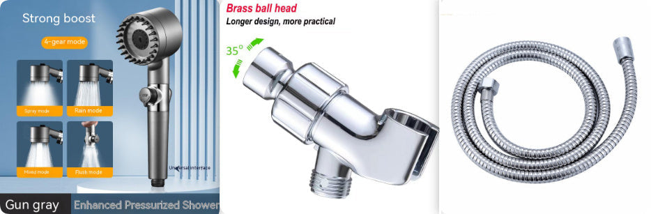 The Third Gear Adjustable Strong Supercharged Shower Head Household Bath Shower Hose Shower Head 