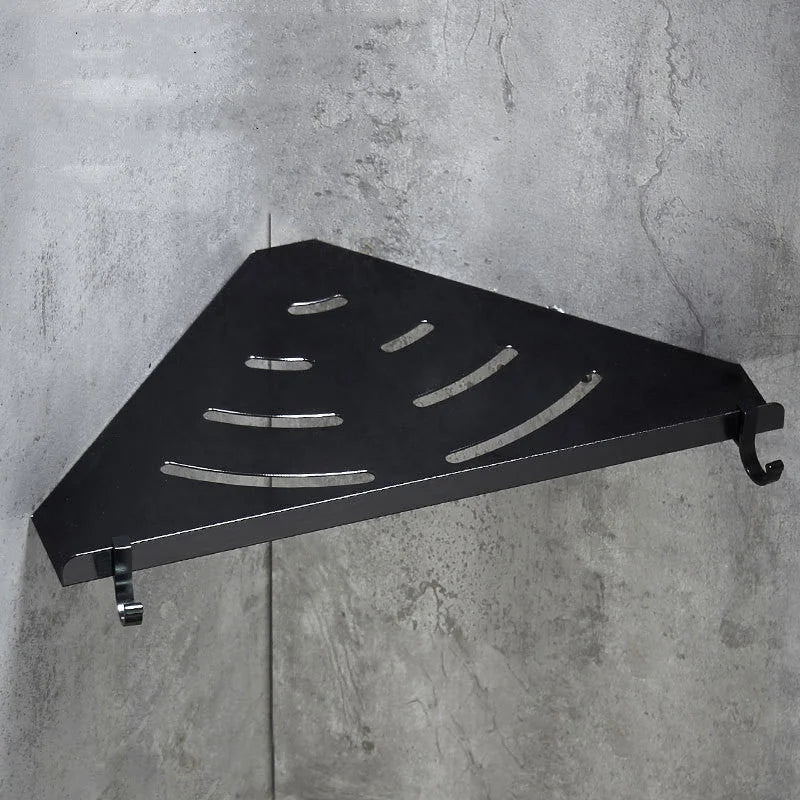 floating triangle shelf | black aluminum bathroom shelf | wall mounted storage unit | ultrasonic cleaning