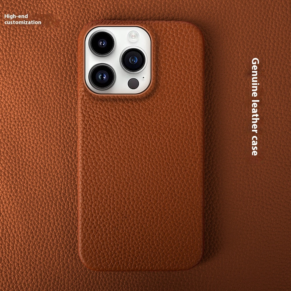 Simple Solid Color Leather Half Pack Phone Case 