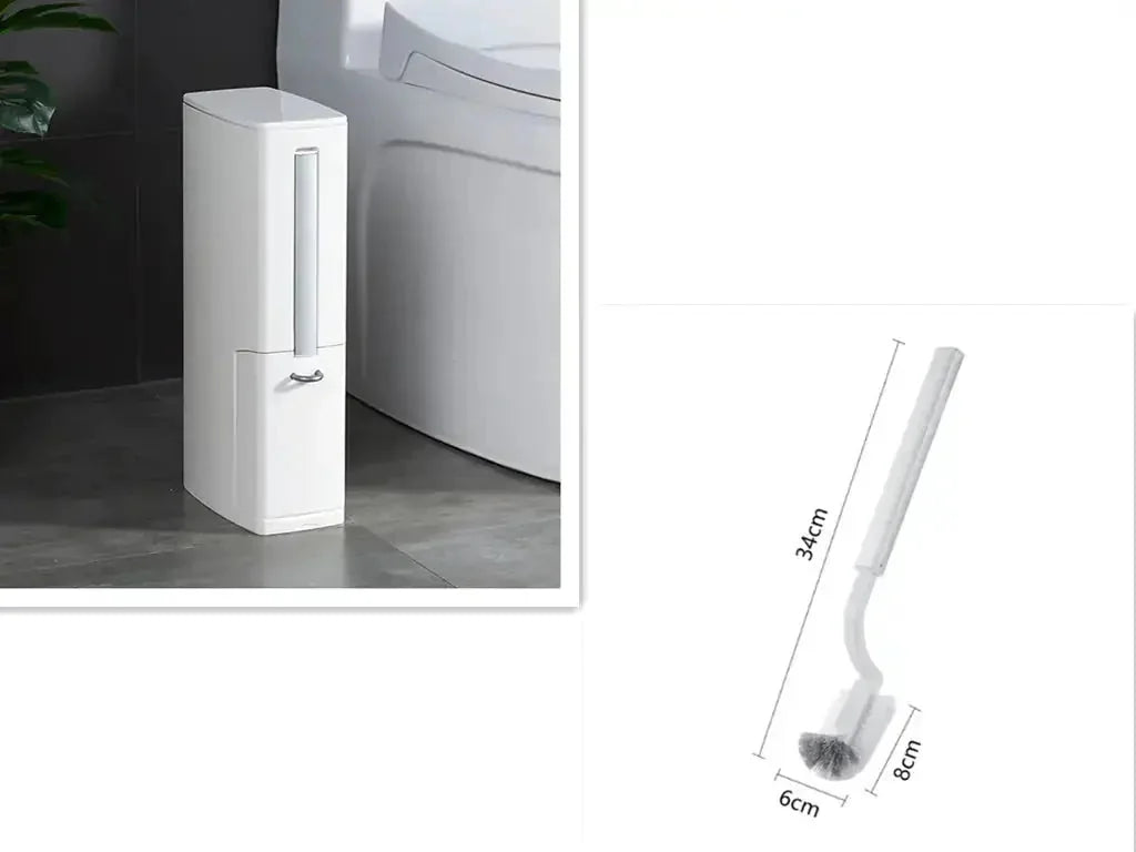 stainless-steel toilet brush holder | bathroom garbage can with lid | odor-control trash can set | energy saving