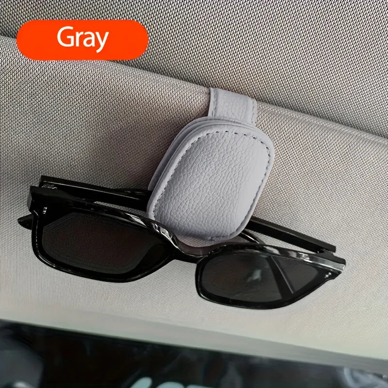 universal car sun visor clip | pu leather eyewear holder | vehicle interior accessories | energy saving