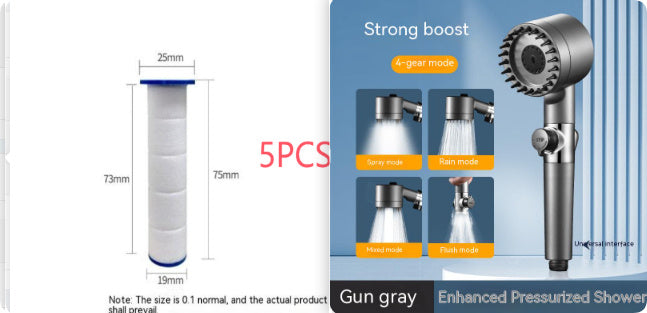 The Third Gear Adjustable Strong Supercharged Shower Head Household Bath Shower Hose Shower Head 