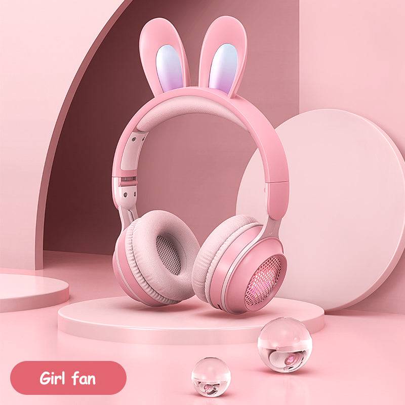 Rabbit Ear Headphones Wireless Luminous Extendable Wheat Headphones 