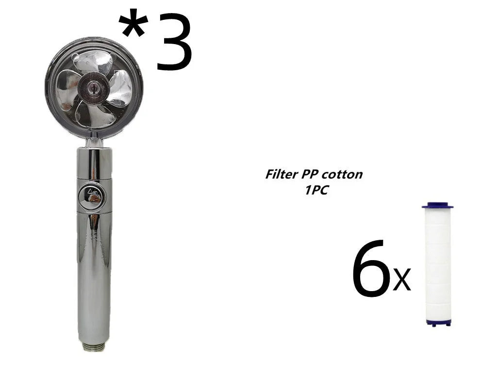 propeller-driven shower nozzle | handheld shower with cotton filter | water-saving shower head for home | ultrasonic cleaning