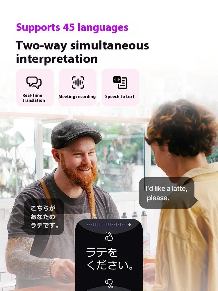 ai translation earbuds | bluetooth 53 wireless earbuds | real-time language translator | ultrasonic cleaning
