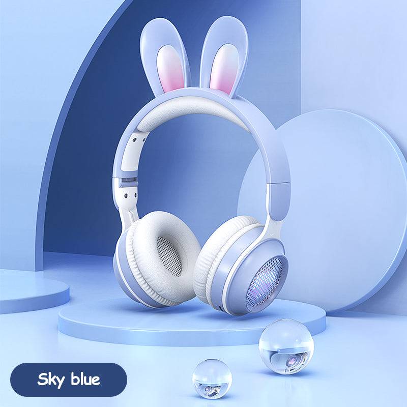 Rabbit Ear Headphones Wireless Luminous Extendable Wheat Headphones 