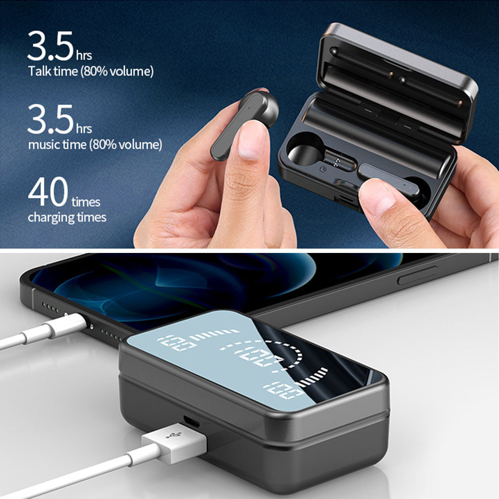 Wireless Bluetooth Earphone In-ear Super Long Standby Wireless Headsets With Mic LED Stereo Audio Sport Earbuds 