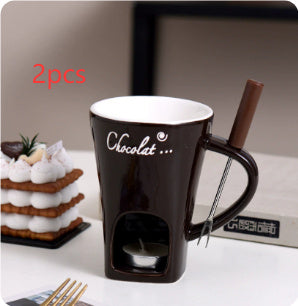 Fondue Mug Set Personal Mini Fondue Pots Chocolate Cheese Ice Cream Fondue Maker Kit Individual Butter Melter Cup Small Warmer Kitchen Gadgets 
