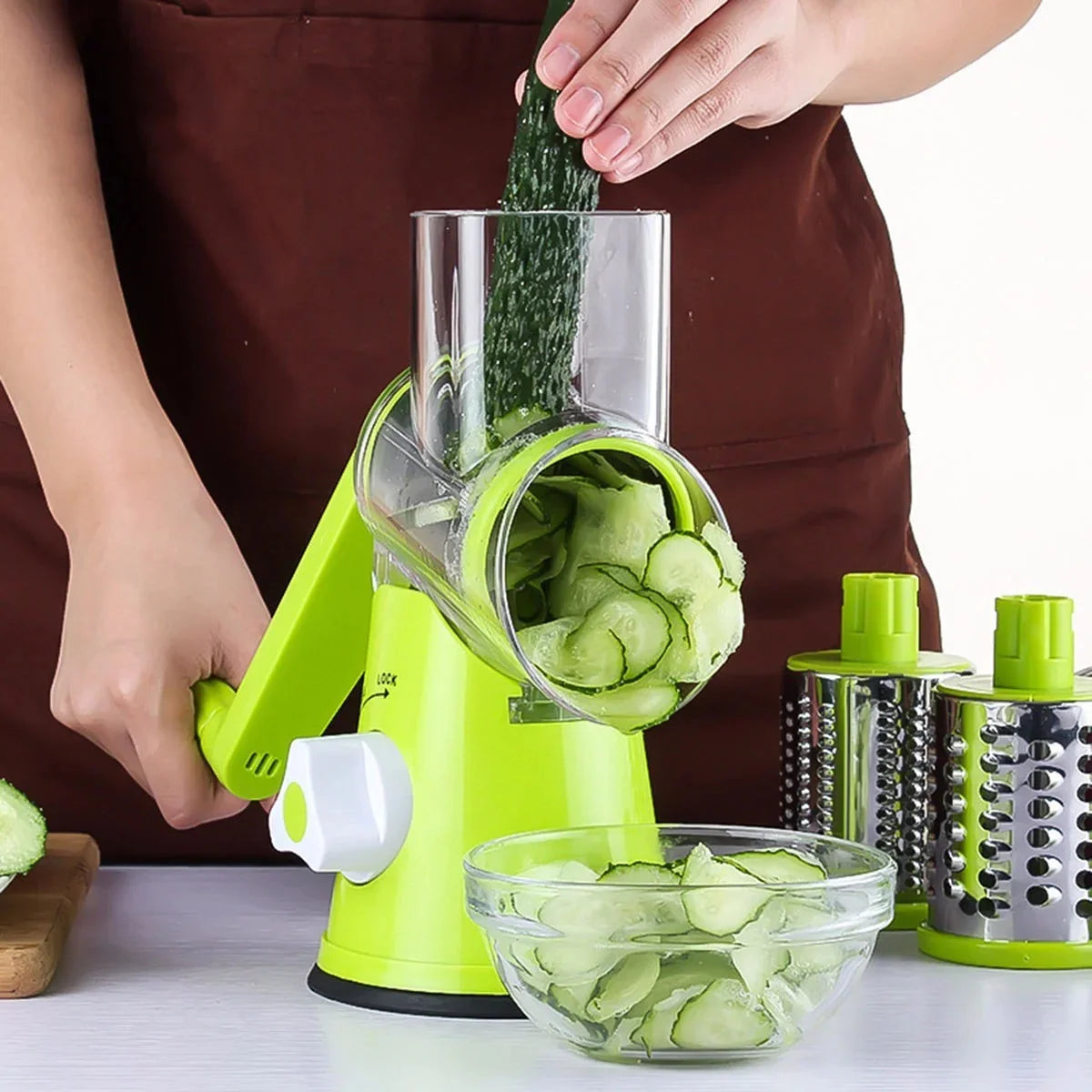 stainless-steel blades | adjustable thickness slicer | 6-in-1 kitchen mandoline | energy saving