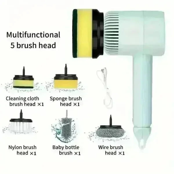 cordless electric spin scrubber | stainless steel brush head | long battery life spin scrubber | energy saving