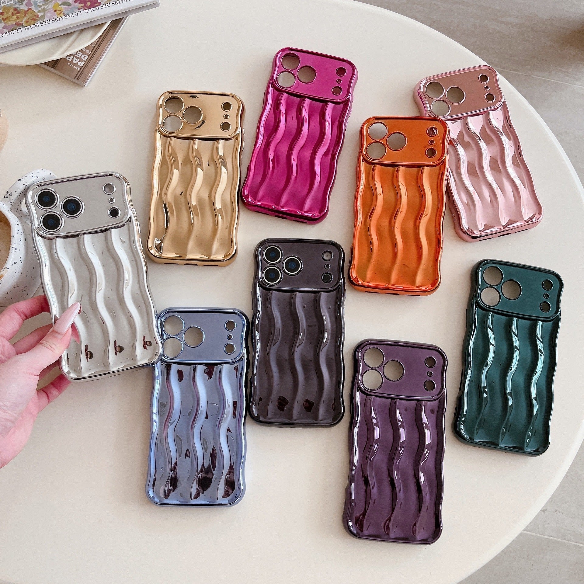 Solid Color Plating Advanced Sense Stripe Phone Case 