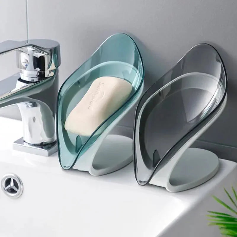 stainless-steel soap holder | leaf-shaped soap dish with drain | non-slip soap storage box | ultrasonic cleaning