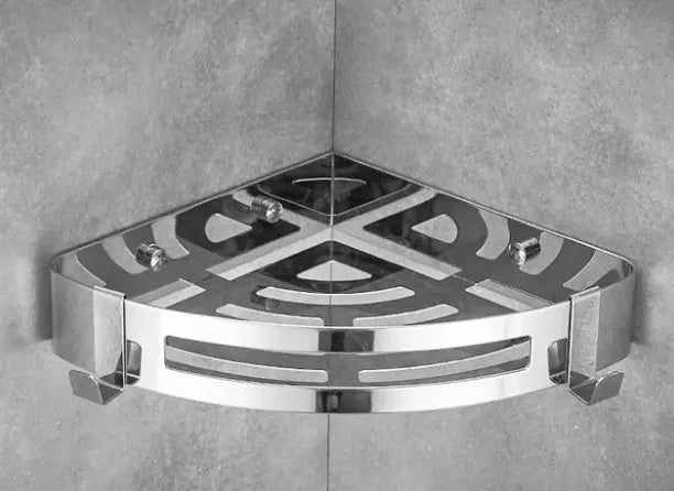 rust-resistant stainless steel | heavy-duty corner shelf | adjustable bathroom organizer | ultrasonic cleaning
