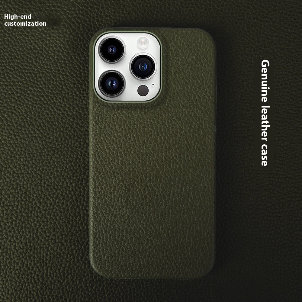 Simple Solid Color Leather Half Pack Phone Case 