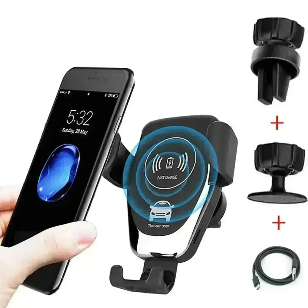 10W QI Wireless Fast Car Charger Mount Holder Stand Automatic Clamping Charging - json