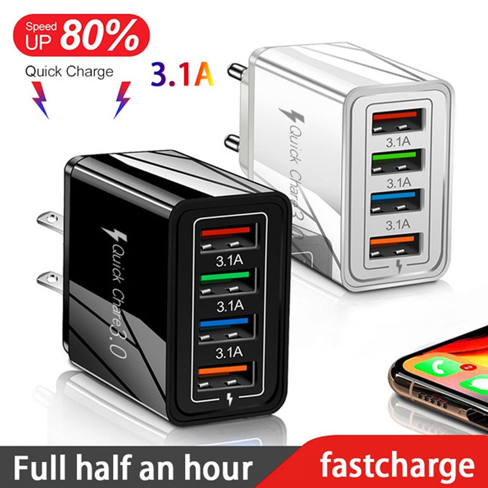 USB Charger Quick Charge 3.0 4 Phone Adapter For Tablet Portable Wall Mobile Charger Fast Charger 