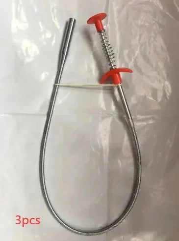 stainless-steel spring pipe | 60cm flexible drain snake | hair clog remover tool | ultrasonic cleaning
