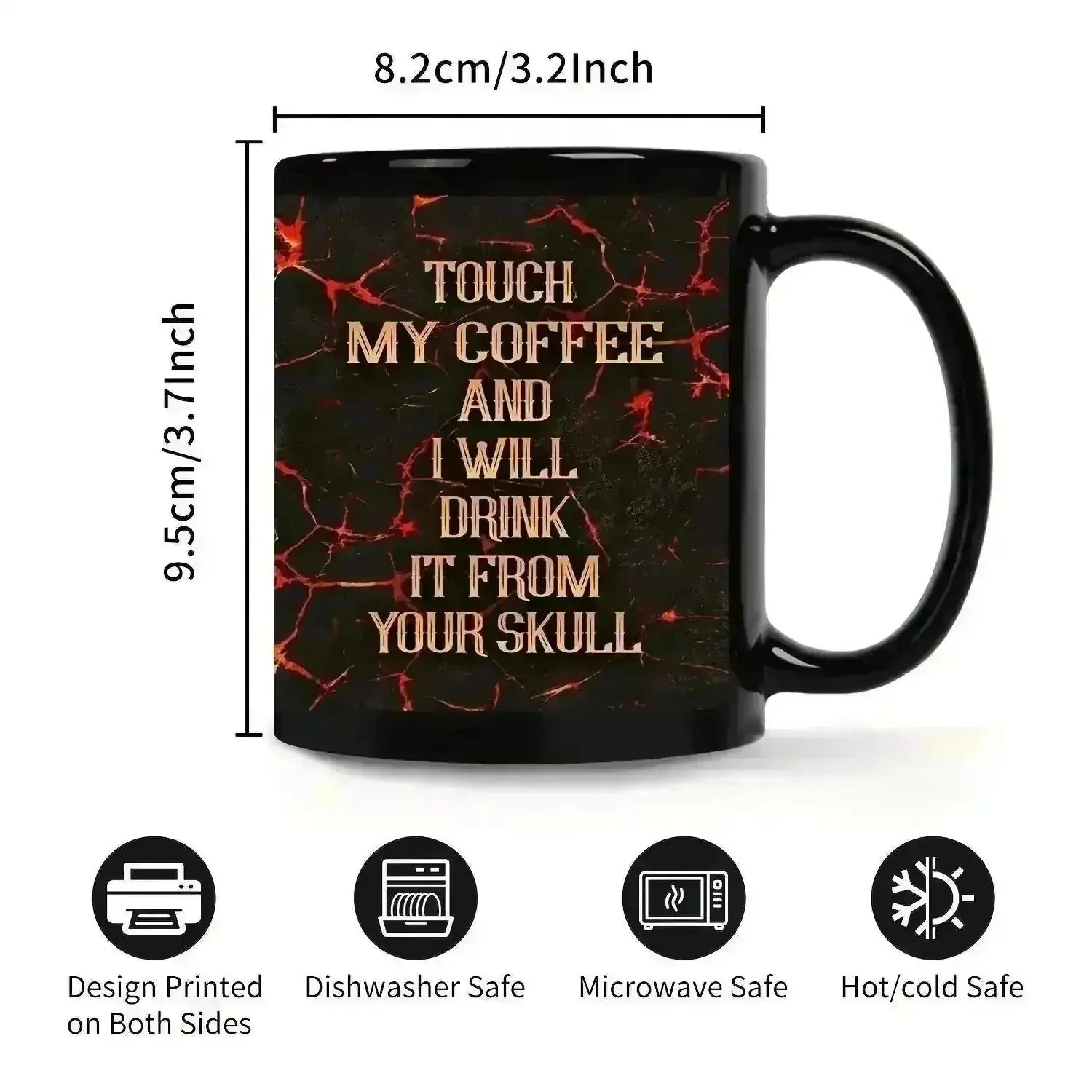 horror skull coffee mug | black ceramic coffee cup | spooky halloween gift idea | energy saving