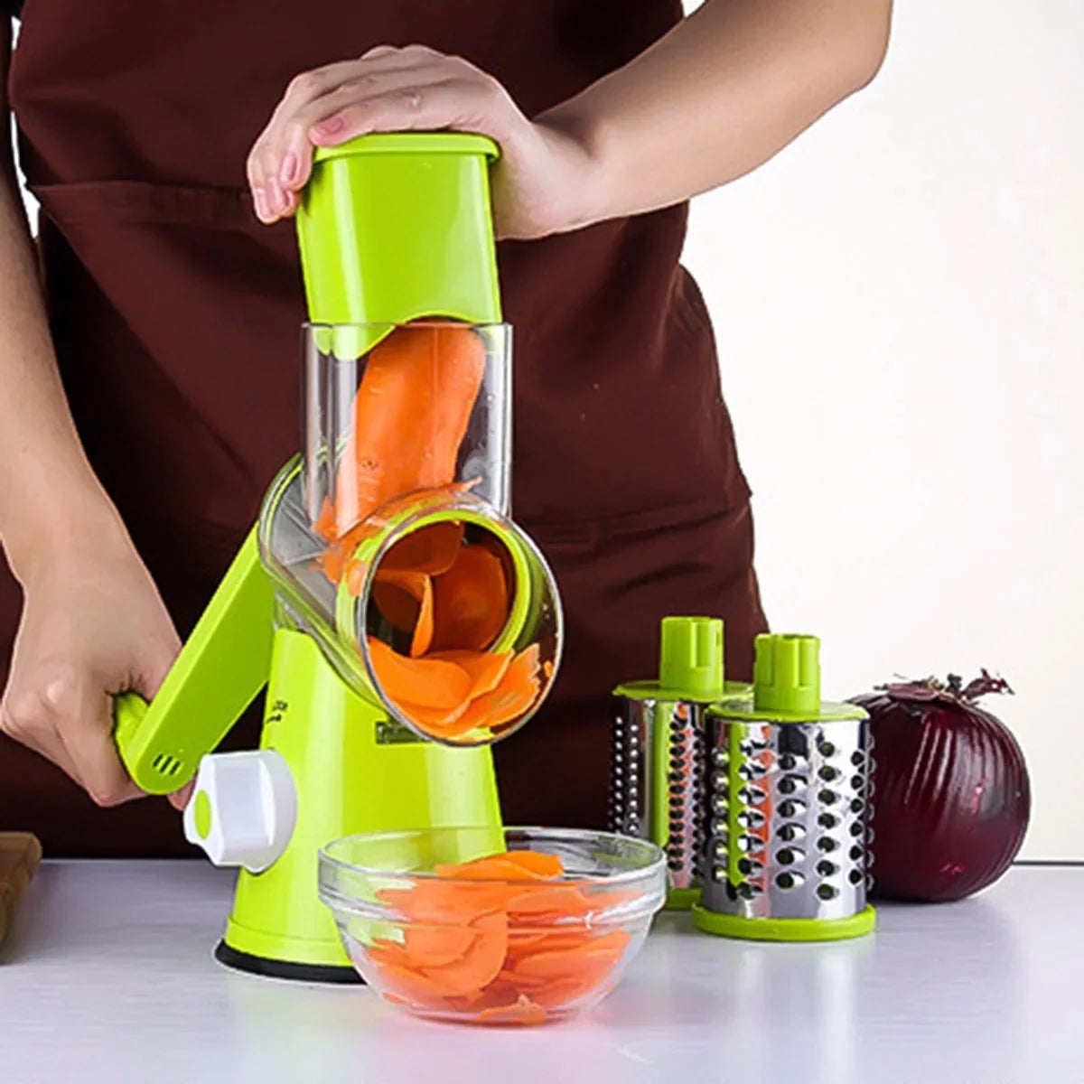 stainless-steel blades | adjustable thickness slicer | 6-in-1 kitchen mandoline | energy saving